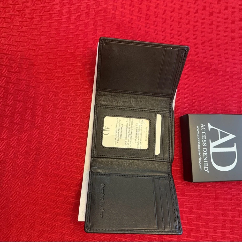 Access Denied Black Leather Trifold Wallet